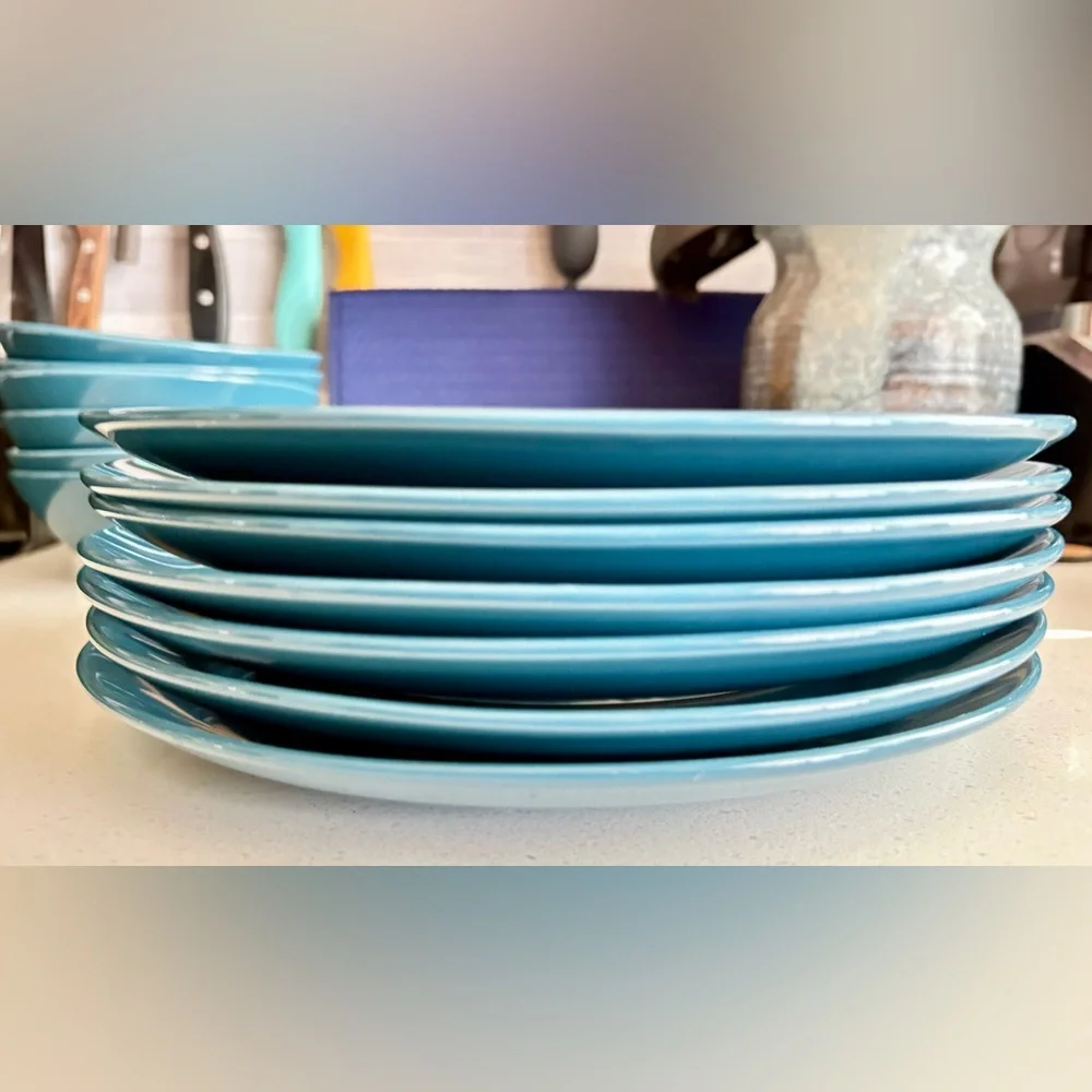 IKEA Teal Turquoise Blue 6 Dinner Plate Set